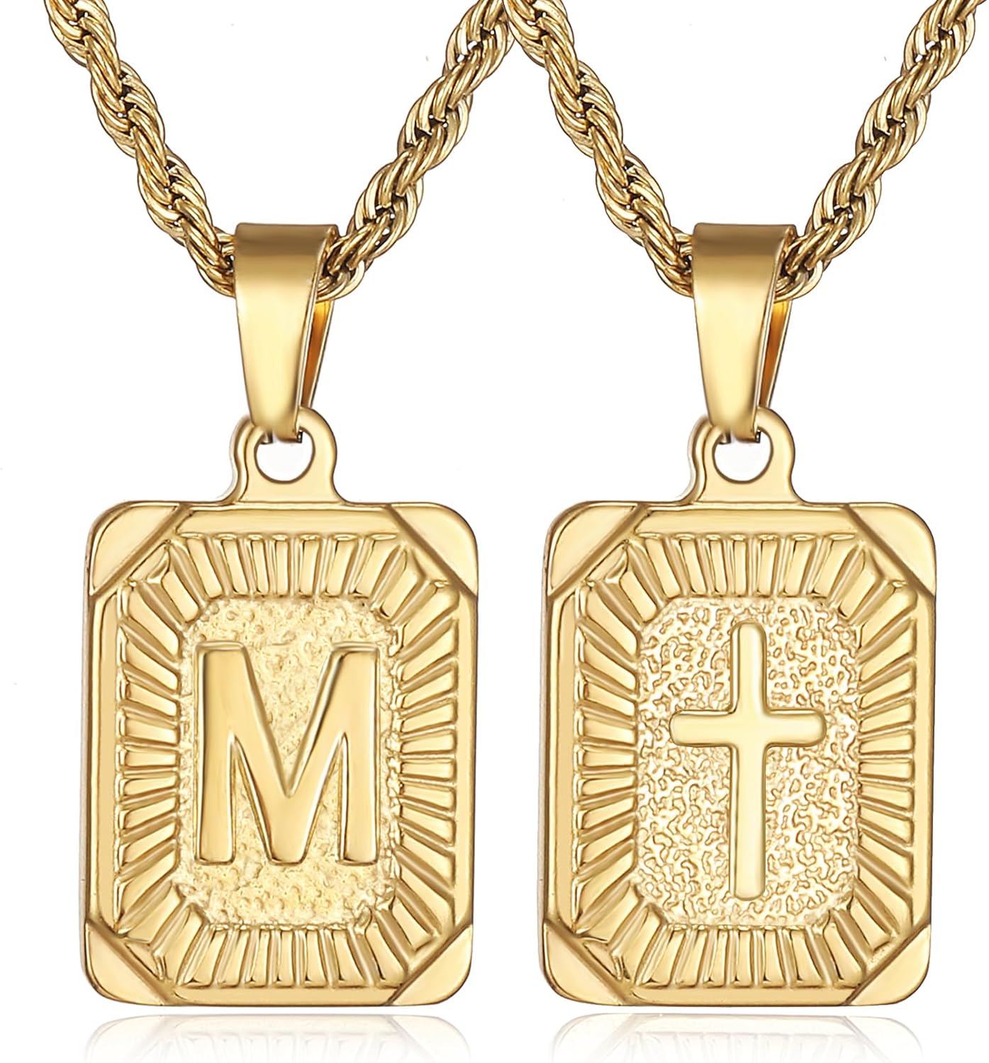 Initial Square Cross Necklace