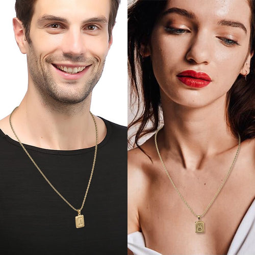 Initial Square Cross Necklace