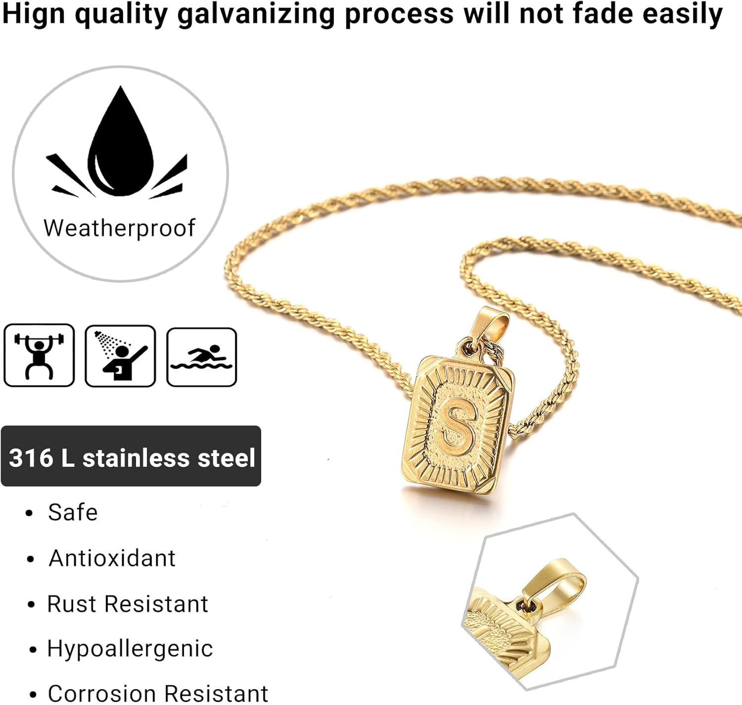 Initial Square Cross Necklace